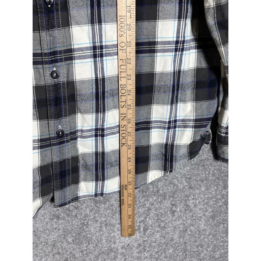 American Eagle AEO Flannel Shirt Mens Size XXL Prep Fit Blue Plaid Chest Pockets - Picture 6 of 6